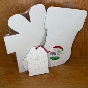 White Christmas Craft Canvas and Wood Tag Lot